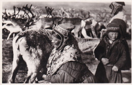 Delcampe - (#129) AK Finnland, Lappland, Skoltfrau Beim Melken Der Rentiere - Finnland