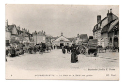 Delcampe - 89 ST SAINT FLORENTIN La Place De La Halle Aux Grains N° 8 - Edit Pesant - Le Marché - Carrioles - Chevaux - Très Animée - Saint Florentin