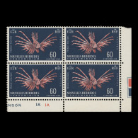 Delcampe - Nouvelles Hebrides 1967 (MNH) 60c Lionfish Plate Block ... - Ongebruikt