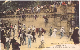 Delcampe - 30 - Gard - Beaucaire - Course Libre - Encierro - Une Arrivée De Taureaux  Beaucaire (Colorisée) - Beaucaire