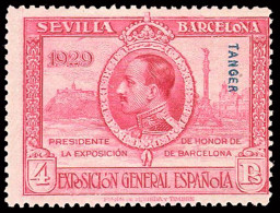 Delcampe - Tánger - Edi * 46 - 1929 - Exposición Sevilla/Barcelona - Habilitados - 4 Pts. - Spanisch-Marokko