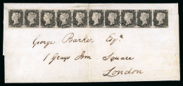 Delcampe - 1841 (18 Jul) Cover Bearing Two Horizontal Strips Of Five 1840 1d Grey-black Pl.1a - Unclassified