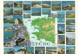 Delcampe - 1 Map Of France * 1 Ansichtskarte Mit Der Landkarte - Département Finistère - Ordnungsnummer 29 * - Landkarten