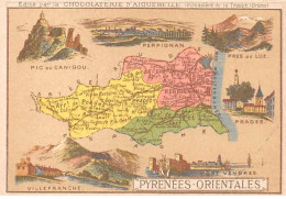 Delcampe - Chromos.AM14598.6x9 Cm Environ.Chocolat Aiguebelle.N°65.Carte Pyrenées Orientales.Perpignan.Prades.Port Vendres... - Aiguebelle