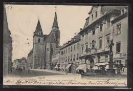 Delcampe - ANSBACH - OBERER MARKT MIT ST. JOHANNISKIRCHE - Cartolina Formato Piccolo Spedita Nel 1903 - D09 - Ansbach