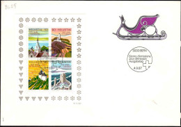 Delcampe - Suisse Bloc Obl Yv:25 Mi:25 200 Ans De Tourisme (TB Cachet à Date) Bern 4-9-87 - Blocks & Kleinbögen