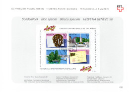 Delcampe - Suisse Bloc Obl Yv:26 Mi:26 Exposition Nationale De Philatélie Helvetia (TB Cachet à Date) Geneve 5-9-90 Feuillet PTT - Blocks & Kleinbögen