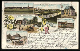 Delcampe - Lithographie Rodenkirchen / Oldenburg, Neuhaus Gasthof, Schmedes Hotel, Bahnhof, Marktplatz - Oldenburg