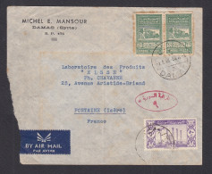 Delcampe - ENVELOPPE AVEC TIMBRE FISCUX -  MICHEL E MANSOUR - DE DAMAS  - SYRIE - CACHET CONTROLE POSTAL - 1948 - Syrien
