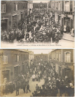 Delcampe - Albert / 2 CPA / Procession Religieuse Rue Carnot En 1907 / Evêque Saint-Brieuc / Brebières - Albert