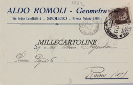 Delcampe - SPOLETO: Testatina Aldo Romoli - Geometra    1932 - Perugia