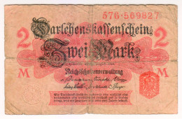 Delcampe - 1914 Germany 2 Mark 569827 Reichsbanknote Paper Money Banknotes - 2 Mark