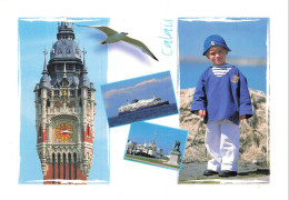 Delcampe - FRANCE - Calais - Hôtel De Ville - Beffroi - Horloge - Enfant - Bateau - Transport - Statue - Carte Postale - Calais