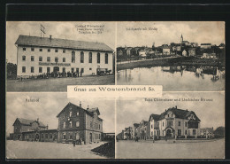 Delcampe - AK Wüstenbrand I. Sa., Gasthof Wüstenbrand, Bahnhof, Ecke Chemnitzer Und Limbacher Strasse - Chemnitz