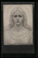 Delcampe - Künstler-AK Fidus: Lotoskönigin, Junge Blonde Frau Mit Strahlender Aura - Fidus