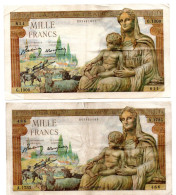 Delcampe - Lot 4 Billets Mille Francs - 1942-1943 - 1 000 F 1942-1943 ''Déesse Déméter''