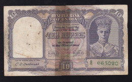 Delcampe - INDIA --- 10  RUPEES  1943 ---- VG ----- - Inde