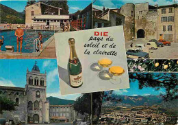 Delcampe - 26 - Die - Multivues - Automobiles - Piscine - Clairette - Flamme Postale De Chatillon En Diois - CPM - Voir Scans Recto - Die