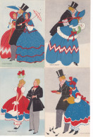 Delcampe - 2828/ 4 Kaarten Willy Schermele, Man En Vrouw - Schermele, Willy