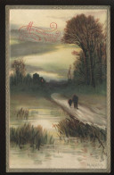 Delcampe - ILLUSTRATEURS - RAPHAEL TUCK - IN THE GLOAMING - SERIE 4082 - CADRE EN RELIEF OR - Tuck, Raphael
