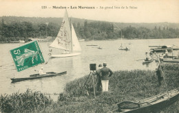 Delcampe - C. P. A. : 78 : MEULAN : Les Mureaux : Au Grand Bras De La Seine, Photographe Sur Pied, Animé, Timbre En 1909 - Meulan