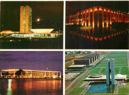 Delcampe - Brésil - Brasília - Patrimônio Cultural Da Humanidade - Multivues - Luar Sobre O Congresso Nacional Night View Of The Na - Brasilia