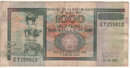 Delcampe - BURUNDI  1'000 Francs   P46  Dated 01.05.2009   "Cattle  +  Monument At Back" - Burundi