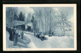 Delcampe - AK Mont Pélerin, Sports D`hiver, Vier Männer Auf Schlitten In Der Kurve - Wintersport