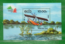 Delcampe - 2    LAOS- 1985 YT  HB 86 Ss Mint- Exposición Filatélica Italia 85TT:Aviones,Hidroaviones - Laos