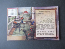 Delcampe - USA 1910 Dekorative Werbe PK EDWARD LONG Furniture, Rugs, Curtains, Draperies Chillicothe Ohio Mit Flaggenstempel - Werbepostkarten