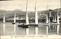 Delcampe - CPA Bateau Voilier Evian Les Bains Vue Generale Les Regates - Einweihungen