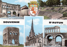 Delcampe - CPSM - SAONE ET LOIRE - AUTUN - MULTIVUES - THEATRE ROMAIN - TEMPLE DE JANUS - PORTE SAINT ANDRE - Autun