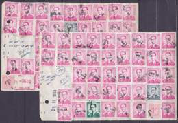 Delcampe - Lot 2 Notes De Dépenses (documents Internes De La Poste) Affr. Nombreux Baudouin "Lunettes" Surch. "T" Datés 29.III.1965 - Löcknitz