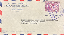 Delcampe - KV) 1949 VENEZUELA, BUSINESS AIRMAIL COVER SENT FROM CARACAS TO CHICAGO–UNITED STATES, WITH A COMMEMORATIVE STAMP FOR TH - Europe (Other)