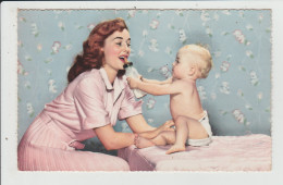 Delcampe - THEME FANTAISIES - FAMILLE - MERE ET SON BEBE - BIBERON - Babies