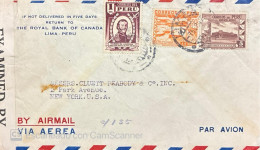 Delcampe - KV)1945 PERU, BANK AIRMAIL COVER SENT FROM LIMA TO NEW YORK–UNITED STATES, WITH STAMPS OF TORIBIO DE LUZURIAGA, AIR SERV - Europe (Other)
