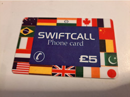 Delcampe - GREAT BRITAIN   5  POUND /  SWIFTCALL/ FLAGS / THICK CARD    PREPAID USED     ** 21819** - Autres & Non Classés