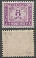 Delcampe - Repubblica Segnatasse L.8 Fil. Stelle I° Tipo Nuovo ** - Centratura Ottimale - Firmato - Strafport
