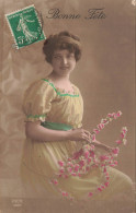 Delcampe - FANTAISIE - Femme - Fête - Branche - Fleurs Pêchers - Robe - Colorisé - Animé - REX - 4886 - Carte Postale Ancienne - Frauen