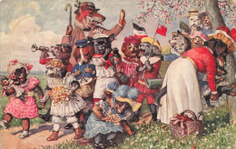 Delcampe - [-30%] FANTAISIES  - Canins - Pique-nique - Famille - Carte Postale Ancienne - Gekleidete Tiere