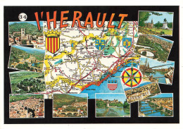 Delcampe - [-20%] CARTES GEOGRAPHIQUES - LHérault - Palette - Combier Imprimeur Macon - Carte Postale - Landkarten