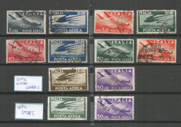 Delcampe - Italy Posta Aerea Democratica Airmail Democracy 1945/64 Cpl  Issue In 12v Set In WMK Ruota/Wheels + Stelle/Stars - VFU - Luchtpost