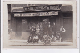 Delcampe - SAINT MAMMES : Carte Photo Du Café """"au Soleil Qui Brille Pour Tout Le Monde"""" Vers 1910  - Très Bon état - Saint Mammes