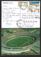 Delcampe - Postcard Circulated From Brazil With Football Stadium Cicero Pompeu De Toledo (Morumbi). Surface Metro In Brazil. Train. - Cartas & Documentos