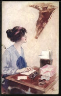 Delcampe - Künstler-AK Tom Peddie: Frau Schreibt Einen Brief An Ihren Mann Im Krieg - Peddie, Tom