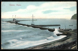 Delcampe - AK Batumi, Dampfer An Der Mole Bei Starkem Seegang - Georgien
