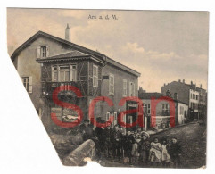 Delcampe - 57 - RARE CPA COUPÉE DANS L'ÉTAT - ARS A. D. M. - ARS-SUR-MOSELLE - ENFANTS - COMMERCE - MOSELLE - Ars Sur Moselle