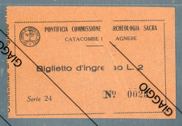 Delcampe - °°° Vecchi Documenti N. 10.621 - Catacombe Di S. Agnese Biglietto D'ingresso °°° - Tickets D'entrée