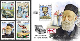 Delcampe - Angola 2019, Red Cross, Dunant, Nurses, Cars, 4val +BF - Henry Dunant
