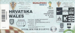 Delcampe - Sport Ticket UL000908 - Football Soccer Calcio Croatia (Hrvatska) Vs Wales 2012-10-16 - Eintrittskarten